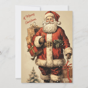 Cartes Pour Fêtes Annuelles Père Noël vintage avec cadeaux de Noël 