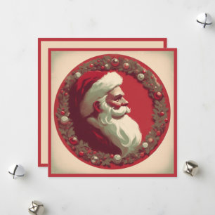 Cartes Pour Fêtes Annuelles Père Noël vintage avec guirlande