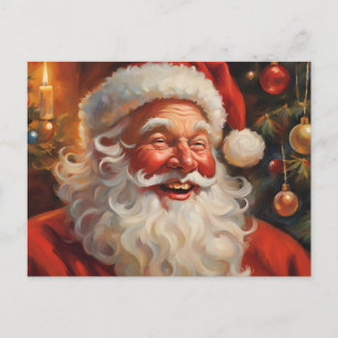 Cartes Pour Fêtes Annuelles Père Noël vintage avec ornements