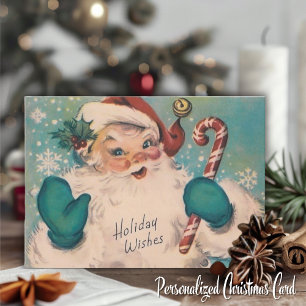 Cartes Pour Fêtes Annuelles Père Noël vintage avec Sucre de canne personnalisé