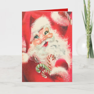 Cartes Pour Fêtes Annuelles Père Noël vintage avec sucrerie Noël