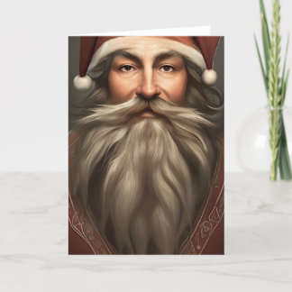 Cartes Pour Fêtes Annuelles Père Noël vintage barbe grise Noël