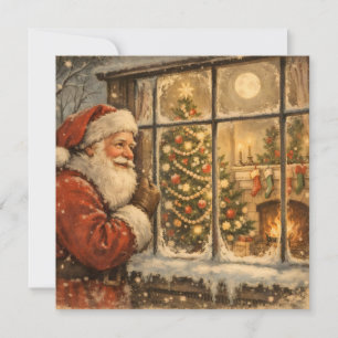 Cartes Pour Fêtes Annuelles Père Noël vintage de Noël à la fenêtre
