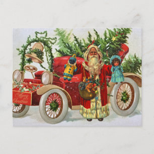 Cartes Pour Fêtes Annuelles Père Noël vintage de Noël avec des jouets et une v