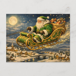 Cartes Pour Fêtes Annuelles Père Noël vintage de Noël dans un traîneau avec de
