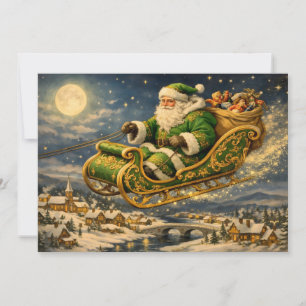Cartes Pour Fêtes Annuelles Père Noël vintage de Noël dans un traîneau avec de
