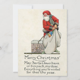 Cartes Pour Fêtes Annuelles Père Noël Vintage De Noël Sur Le Toit