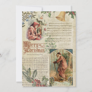 Cartes Pour Fêtes Annuelles Père Noël vintage et éphémères de musique