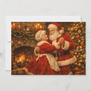 Cartes Pour Fêtes Annuelles Père Noël vintage et Mme Claus dansent