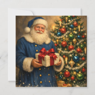 Cartes Pour Fêtes Annuelles Père Noël vintage et sapin de Noël