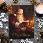 Cartes Pour Fêtes Annuelles Père Noël vintage Lecture d'un livre<br><div class="desc">Entrez dans la nostalgie de Noël avec cette charmante image d'inspiration vintage, qui présente une scène magnifiquement peinte du Père Noël en profitant d'un moment tranquille en lisant un livre. Les couleurs riches et classiques donnent vie à cette image de vacances intemporelle, saisissant la chaleur et la magie de la...</div>
