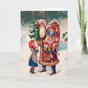 Cartes Pour Fêtes Annuelles Père Noël vintage : prendre des enfants