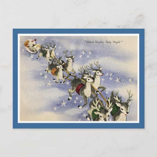 Cartes Pour Fêtes Annuelles Père Noël vintage & Reindeer (Devant)