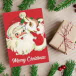 Cartes Pour Fêtes Annuelles Père Noël Vintage rétro avec Rudolf Noël personnal<br><div class="desc">Envoyez vos voeux de Noël cette année avec cette adorable carte de vacances vintage qui présente le Père Noël et Rudolf le renne rouge nez.</div>