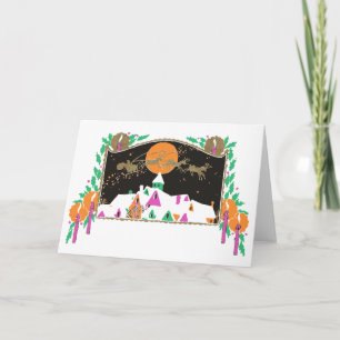 Cartes Pour Fêtes Annuelles Père Noël vintage sur les toits