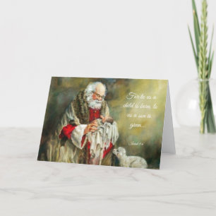 Cartes Pour Fêtes Annuelles Père Noël vintage tenant l'enfant Jésus
