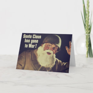 Cartes Pour Fêtes Annuelles Père Noël vintage va à l'affiche de guerre
