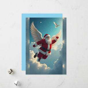 Cartes Pour Fêtes Annuelles Père Noël volant 