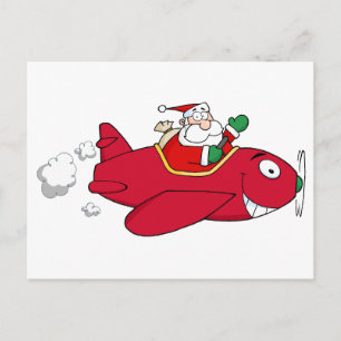 Cartes Pour Fêtes Annuelles père Noël volant avec l'avion de Noël