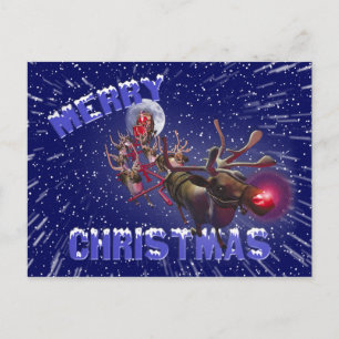 Cartes Pour Fêtes Annuelles Père Noël Volant Renard rouge à nez