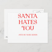 Cartes Pour Fêtes Annuelles Père Noël vous déteste (Devant / Derrière)