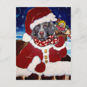 Cartes Pour Fêtes Annuelles Père Noël Weimaraner