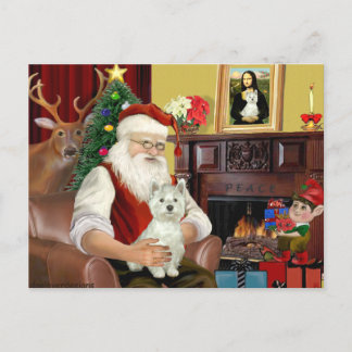 Cartes Pour Fêtes Annuelles Père Noël West Highland Terrier 8 - Père Noël
