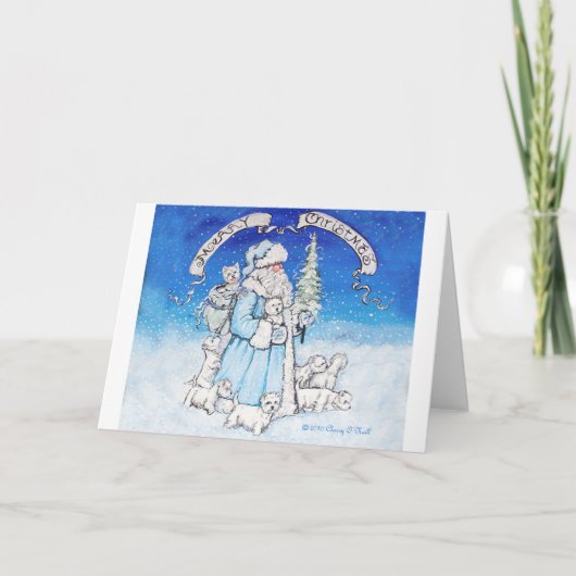 Cartes Pour Fêtes Annuelles Père Noël Westies (Devant)