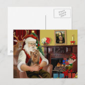 Cartes Pour Fêtes Annuelles Père Noël Yorkshire Terrier #7 (Devant / Derrière)
