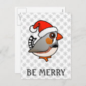 Cartes Pour Fêtes Annuelles Père Noël Zebra Finch (Devant / Derrière)