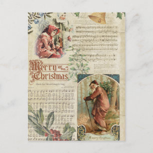 Cartes Pour Fêtes Annuelles Père vintage Noël & musique Ephemera