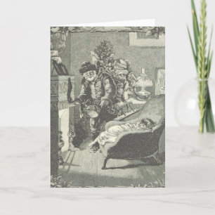 Cartes Pour Fêtes Annuelles Père vintage Noël Père Noël Bébé Feu