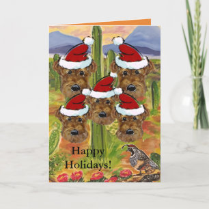 Cartes Pour Fêtes Annuelles Pères Noël Airedale