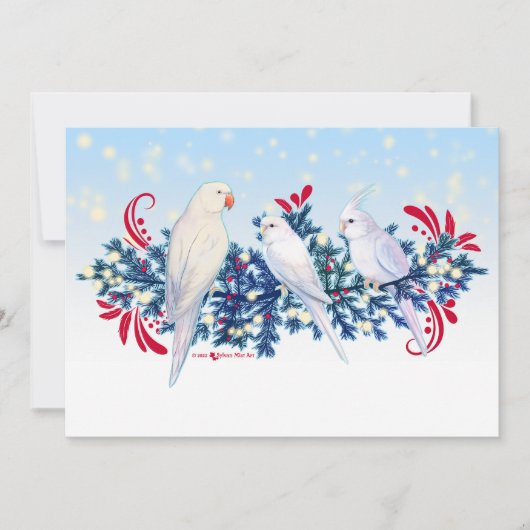 Cartes Pour Fêtes Annuelles Perroquets de Noël blancs (Devant)