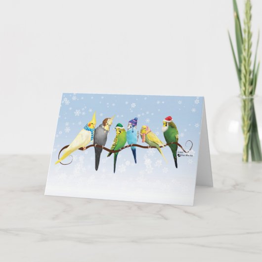Cartes Pour Fêtes Annuelles Perruques d'hiver et Cockatiels (Devant)