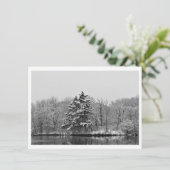 Cartes Pour Fêtes Annuelles Personalize Winter Evergreen in Black and White (Debout devant)