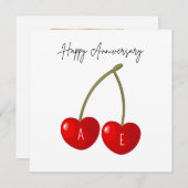 Cartes Pour Fêtes Annuelles Personalized Cherry Hearts Anniversary Card (Devant / Derrière)
