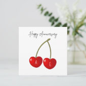 Cartes Pour Fêtes Annuelles Personalized Cherry Hearts Anniversary Card (Debout devant)