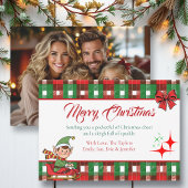 Cartes Pour Fêtes Annuelles Personalized Christmas Elf and Plaid Sparkles