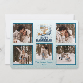 Cartes Pour Fêtes Annuelles Personalized Happy Hanukkah Card with 5 Photos