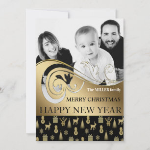 Cartes Pour Fêtes Annuelles Personalized holiday card black and white photo