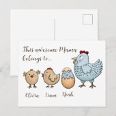 Cartes Pour Fêtes Annuelles Personalized Mama Chicken Chicks – Custom Names (Devant / Derrière)