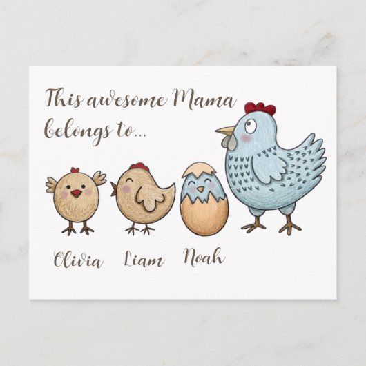 Cartes Pour Fêtes Annuelles Personalized Mama Chicken Chicks – Custom Names (Devant)