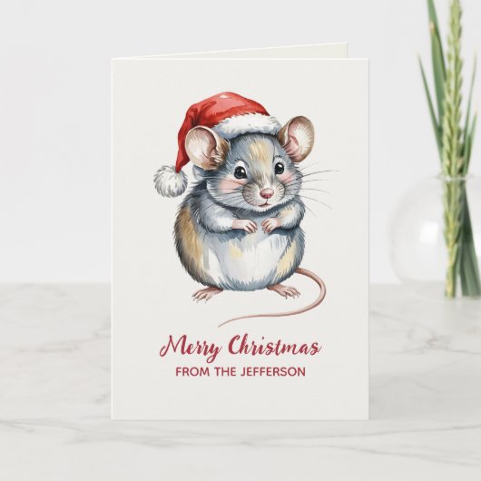 Cartes Pour Fêtes Annuelles Personalized Mouse with Santa Hat Christmas (Devant)