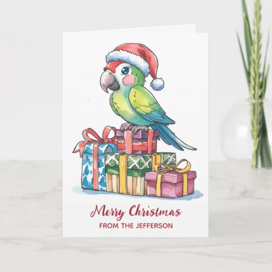 Cartes Pour Fêtes Annuelles Personalized Parrot with Santa Hat Christmas       (Devant)