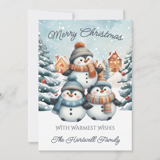 Cartes Pour Fêtes Annuelles Personalized Penguin Flat Christmas (Devant)
