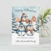 Cartes Pour Fêtes Annuelles Personalized Penguin Flat Christmas (Debout devant)