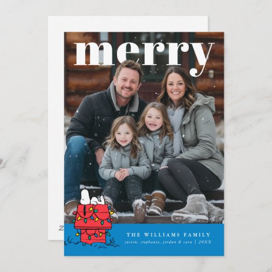 Cartes Pour Fêtes Annuelles Personalized Photo Holiday Snoopy Doghouse (Devant / Derrière)