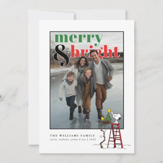 Cartes Pour Fêtes Annuelles Personalized Photo Holiday Snoopy & Woodstock (Devant)