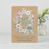 Cartes Pour Fêtes Annuelles Personalized Rustic Easter Floral - Green Script (Debout devant)